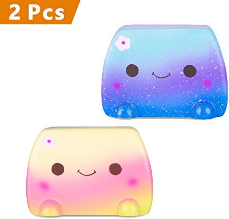 Vlampo 2PCS Squishy Japanese Tofu Toys, Squishies Slow Rising Scented Kawaii Party Favor Toys Squeeze Soft Stress Relief Toys for Kids Adults