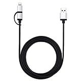 Charging Cable ,3ft 2 in 1 Micro Lightning USB Sync and Charger Cable Power Cord for iPhone 5 5s 6 6s Plus iPad mini Pro Power Bank Device - 2in1 Dual Connector
