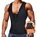 Underwear Men Shirt Tight Tank with Top Upper Back Support Brace Tummy Trimmer Body Shaper Slim Vest (Black with Hook, 3XL)