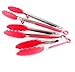 Stainless Steel Tongs Set of 3 by Smart Chef - Silicone Tipped to Protect Cookware & Grasp Food Firmly - Soft, Durable, Heat- & Germ-Resistant