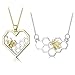 ORAZIO 2PCS Stainless Steel Beehive Bee Hive Honey Bee Necklace Hexagon Honeycomb Heart Pendant Necklace