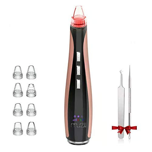 Blackhead Remover, Acne Extractor Kit Muzili Electric Pore Vacuum Cleaner for All Skins with USB Port, Upgrade Cold & Hot Compress, 3 IPL Beauty Lamps, 5 Adjustable Suction Force, 8 Replaceable Probes