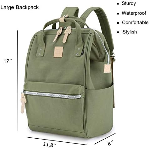 Himawari Travel Backpack Large Diaper Bag School multi-function Backpack for Women&Men | 17.7"x7.9"x11.8" (Olive green&plus) 5 Himawari Travel Backpack Large Diaper Bag School multi-function Backpack for Women&Men | 17.7"x7.9"x11.8" (Olive green&plus)