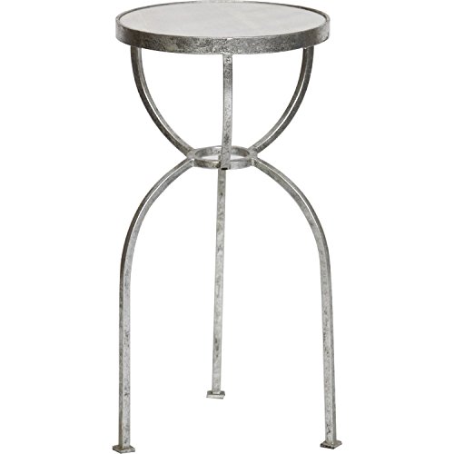 Modern Square Accent Table Silver Leaf White Granite Top Home Decor GO0218F