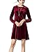 K&S Women's Gold Velvet Long Sleeve Flare Loose Short Dress (XL, Wine Red)