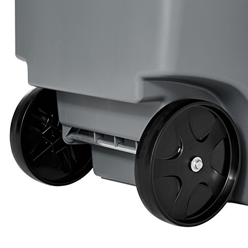 Rubbermaid Commercial Brute Rollout Heavy-Duty Waste Container, Square, Polyethylene, 95 Gallons, Gray (9W22GY)