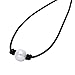 MAIMANI Single Freshwater Pearl Choker Necklace Bead on Black Genuine Leather Adjustable Necklace