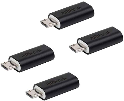 ARKTEK Micro USB Adapter - Micro USB (Male) to Type C (Female) Convert Connector with 56K Resistor Data Sync Charging Converter for Galaxy S7 LG G4 Nexus (Pack of 4, Black)