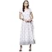 Indian Virasat Women's Beautiful Printed Cotton Flaired Anarkali Medium White Tunic Kurti
