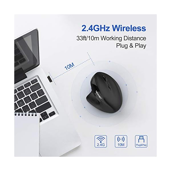 TECKNET-Ergonomic-Rechargeable-Mouse-24G-Wireless-Vertical-Mouse-with-5-Adjustable-DPI-8001200160020002400-for-Computer-Laptop-Black TECKNET Ergonomic Rechargeable Mouse, 2.4G Wireless Vertical Mouse with 5 Adjustable DPI (800/1200/1600/2000/2400) for…