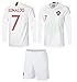 Portugal Cristiano Ronaldo #7 Soccer Jersey and Shorts Kids Youth Sizes Home and Away Football World Cup Premium Gift (YS 6-8 Years, Away Long Sleeve)