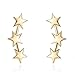YAN & LEI Sterling Silver Triple Stars Stud Earrings Sweep Up Ear Climber Cuff Wrap Crawler