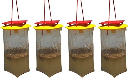 REDTOP Flycatchers Compact Size (2) Twin Value Packs (4 Traps Included) - 100% Non-Toxic Disposable Outdoor Fly Trap - Designed to Attract Egg-Laying Females