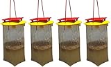 REDTOP Flycatchers Compact Size (2) Twin Value Packs (4 Traps Included) - 100% Non-Toxic Disposable Outdoor Fly Trap - Designed to Attract Egg-Laying Females
