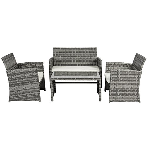Best Choice Products 4Piece Outdoor Wicker Patio Conversation Furniture Set for Backyard, Deck