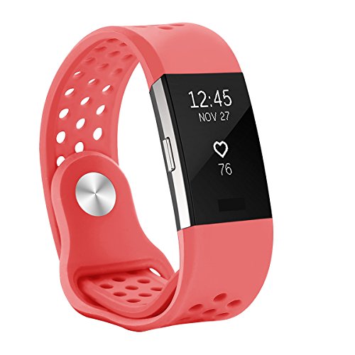 Hanlesi Bands for Fitbit Charge 2 , Replacement Fitness Accessory Silicone Wristband Fashion Sport Strap (Pink, Large Size)