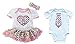 Baby Girls Colorful Polka Dots Heart Bodysuit Tutu & Boys Tie Romper Twins Set