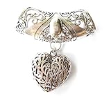Fashion Scarf Jewelry Necklace Large Floral Bail W Heart Shape Pendant
