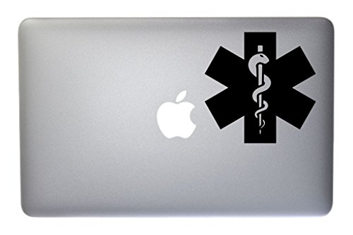 Caduceus Snake Staff Medical Symbol Vinyl Decal for Macbook, Laptop or other device 5 Inch (black)