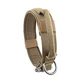 Yunlep Adjustable Tactical Dog Collar Heavy Duty Metal Buckle with Control Handle for Dog Training,1.5' Width (L, Coyote Brown)