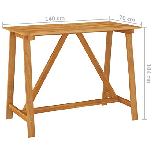 vidaXL Akazienholz Massiv Garten Stehtisch Bistrotisch Bartisch Gartentisch Partytisch Esstisch Holztisch Tisch Innen Außen 140x70x104cm – Bild 7