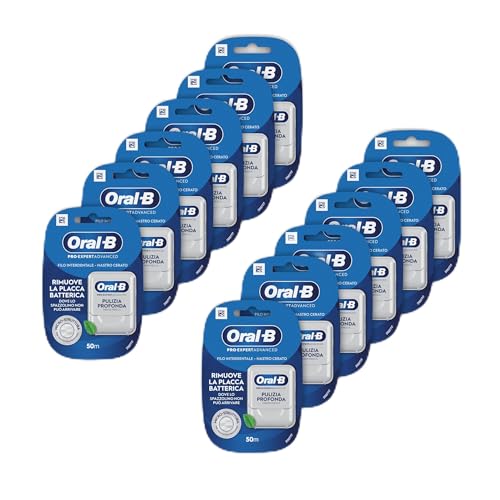 Oral-b Filo Interdentale Pro-expert Advanced con Nastro Cerato 50m. Pulizia Profonda, Menta Fresca. 12 Fili Interdentali