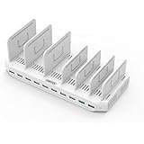 iPad Charging Station, UNITEK 96W 10-Port USB Charging Dock with Quick Charge 3.0, Charging Stand for Multiple Device, Charging 8 iPads Simultaneously - White [Upgraded Divider]
