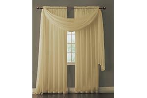 Warm Home Designs Extra Long Ivory Sheer Window Scarf. Valance Scarves are 54 X 216 Inches. Great As Wedding Arch Draping Fabric, Bed Canopy Or for Decorative Project. AM Ivory 216"