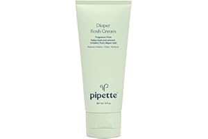 Pipette Diaper Rash Cream - Relieve & Prevent Diaper Rash with Non-Nano Zinc Oxide, Fragrance-Free Baby Butt Cream, Non-Toxic Daily Protective Balm, 3 fl oz