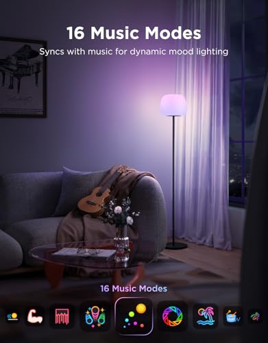 Govee Lantern Floor Lamp, Halo Gradient RGBIC Smart Corner Lamp with LuminBlend+, 1000K-10000K, Matter Compatible, 100+ Scene Modes, Music Sync, 1400lm, Modern Floor Lamps for Living Room, Black