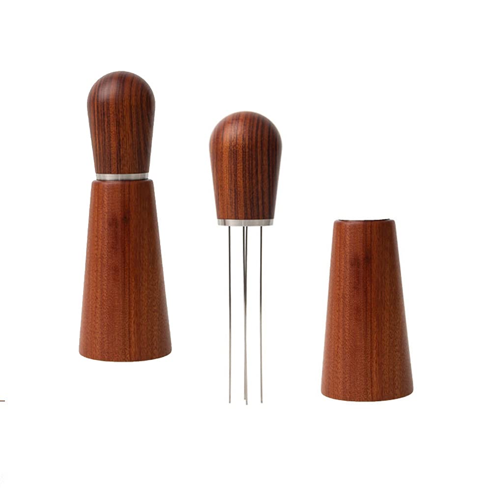 Opaltool Espresso Coffee Stirrer, Natural Wood Handle Coffee Stirring Tool with Stand, Stainless Steel Coffee Stirrer Needle Distributor for Espresso Distribution