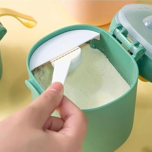 Porta Leite em Pó com Dosador e Nivelador 800ml – Pote Infantil Multifuncional para Papinha, Snacks e Cereais Ideal para Passeio e Viagem (Verde, Grande)