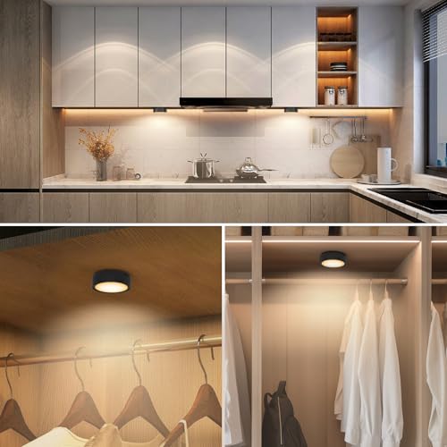 Sunsign Luz de Armario LED con Control Remoto, 3 temperatura de color Luz LED de Armariocon, Batería recargable, Regulable y temporizada, para Pasillos, Escaleras, Sótano, (Negro)
