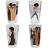African American Expressions - Sister Friends Drinking Glass Set (17 oz. glass, 5.75" x 3.5") DGL-04