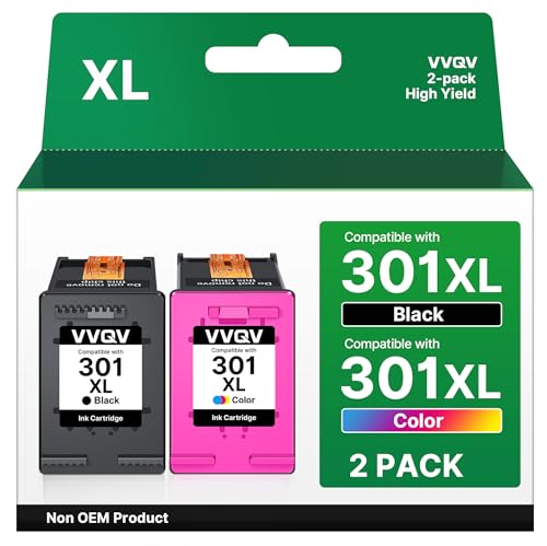 VVQV 301 XL Printer Cartridges Multipack Replacement for HP 301 Printer Cartridges for HP 301 XL 301XL for HP Envy 4500 5530 5534 4504 DeskJet 2540 1510 2544 2549 OfficeJet 4630 4632 2620 2620 266 22 (Black 22Colour)