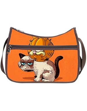 JIUDUIDODO Oxford Fabric Custom Grumpy Cat Valentine's Day Gift Cross Body Handbags Casual Bags (Twin Sides)