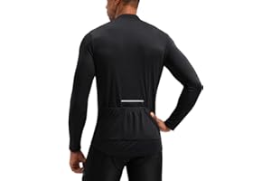 Bikewa Men's Cycling Jersey with 3+1 Rear Zipper Pockets Long Sleeve Moisture Wicking UPF 50+ Half Zip Riding Bike Shirts