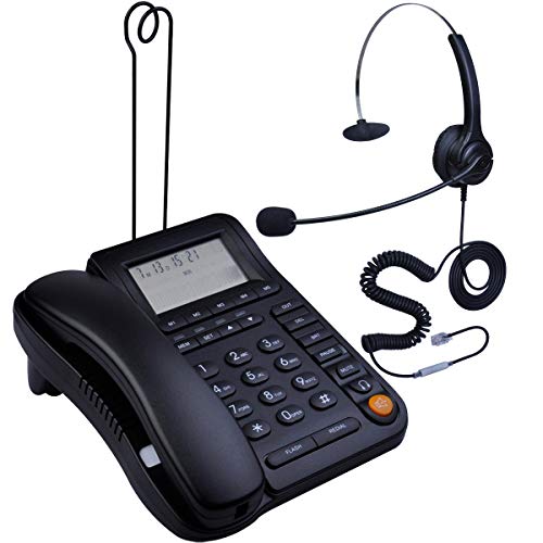 HePesTer P017BN2 Call Center Corded Phone with Headset Caller ID