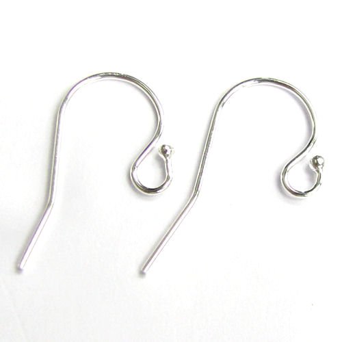 10 pcs 1/10 Silver Filled .925 Ball Dot Earwire French Hook 23mm / Earring Connector / Findings
