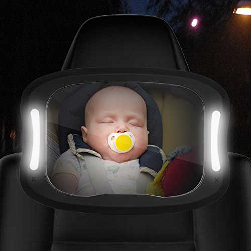 FITNATE LED Baby Car Mirror, Safety Infant in Backseat 360°Adjustable