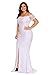 Elapsy Womens Sexy Plus Size Off Shoulder High Slit Floral Maxi Party Bohemian Wedding Formal Long Dress Evening Gown White XXX-Large