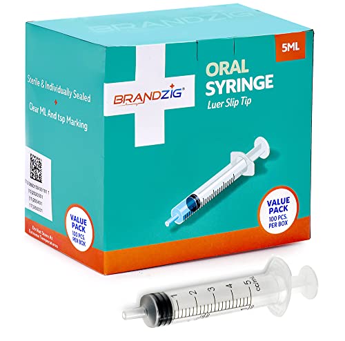 5ml Oral Syringes - 100 Pack – Luer Slip Tip, No