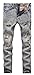 Men's Ripped Slim Fit Straight Denim Jeans Jogger Pants Vintage Style with Broken Holes Light Blue 01 W40