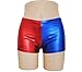 kaguster Womens Faux Leather Cosplay Blue Red Shorts Panties Jackety Neckalce (L = Size 6 8 10, Shorts)
