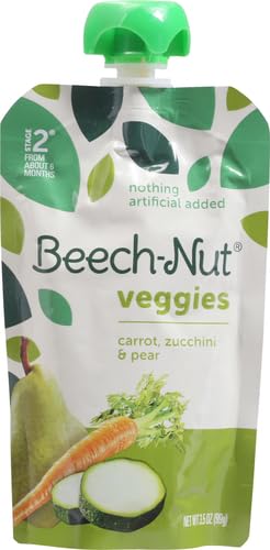 BEECH-NUT VEGGIES STAGE 2 BABY FOOD, CARROT ZUCCHINI & PEAR, 3.5 OZ POUCH