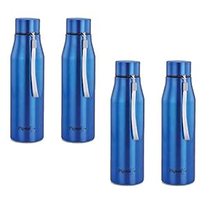 Pigeon Glamour Stainless Steel Water Bottle 1000ml (Blue) Set of 4