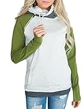 Vemper Women's funnel neck Raglan Sleeve Double hooded Sweatshirt Pullover with Pockets