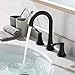Parlos 2-Handle 8 inch Widespread Bathroom Faucet with Valve and Pop Up Drain Assembly and cUPC Faucet Supply Hoses, Matte Black,13653