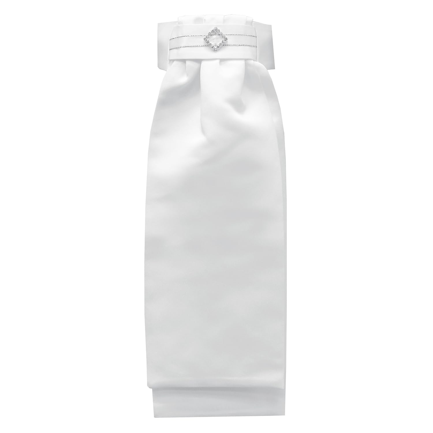 Equetech Deluxe Ready-Tied Stock – White Diamond Diamante Equestrian Dressage Tie (Stock Pin Not Included)