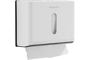 MODUNDRY Paper Towel Dispensers Wall Mount: Multifold Tri-Fold Paper Towel Holder, No Drilling Install, Commercial Hand Towel Dispenser for Bathroom, Restroom, Office, Home, White